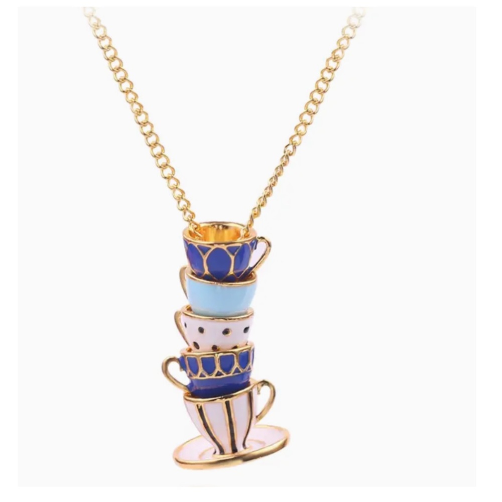Women&Men's Elegant Exquisite Creative Vtg Enamel Glaze Tea Cup Shaped Pendant